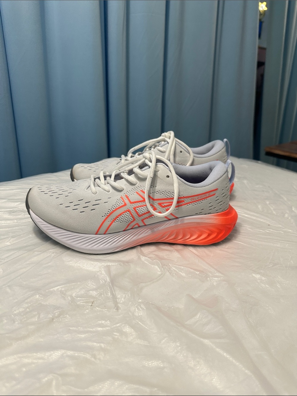 ASICS Women's Light Gray Running Shoes with Coral Accents